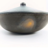 1 Liter Premium Handcrafted Clay Kadai with Lid for Cooking and Serving. Color: Black